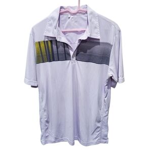 Adidas Clima Cool Mens Polo Shirt Stripes Size M Lightweight Golf Lavendar ⛳️